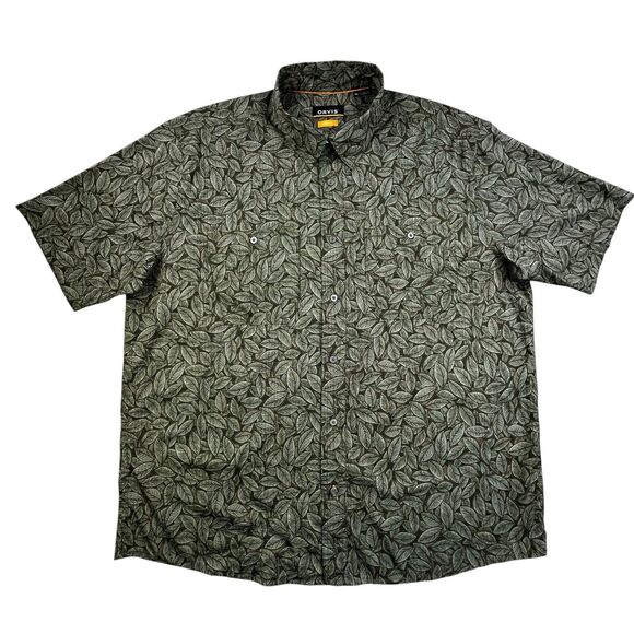 Orvis Active Fit Shirt Men’s XL Green Floral Leaf Hawaiian Performance Beach - Picture 2 of 9
